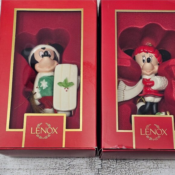 NEW! Mickey & Minnie Mouse Lenox Disney Showcase Collection Let it Snow Christma - Picture 1 of 11